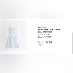 Abercrombie & Fitch White drop waist Mini Dress